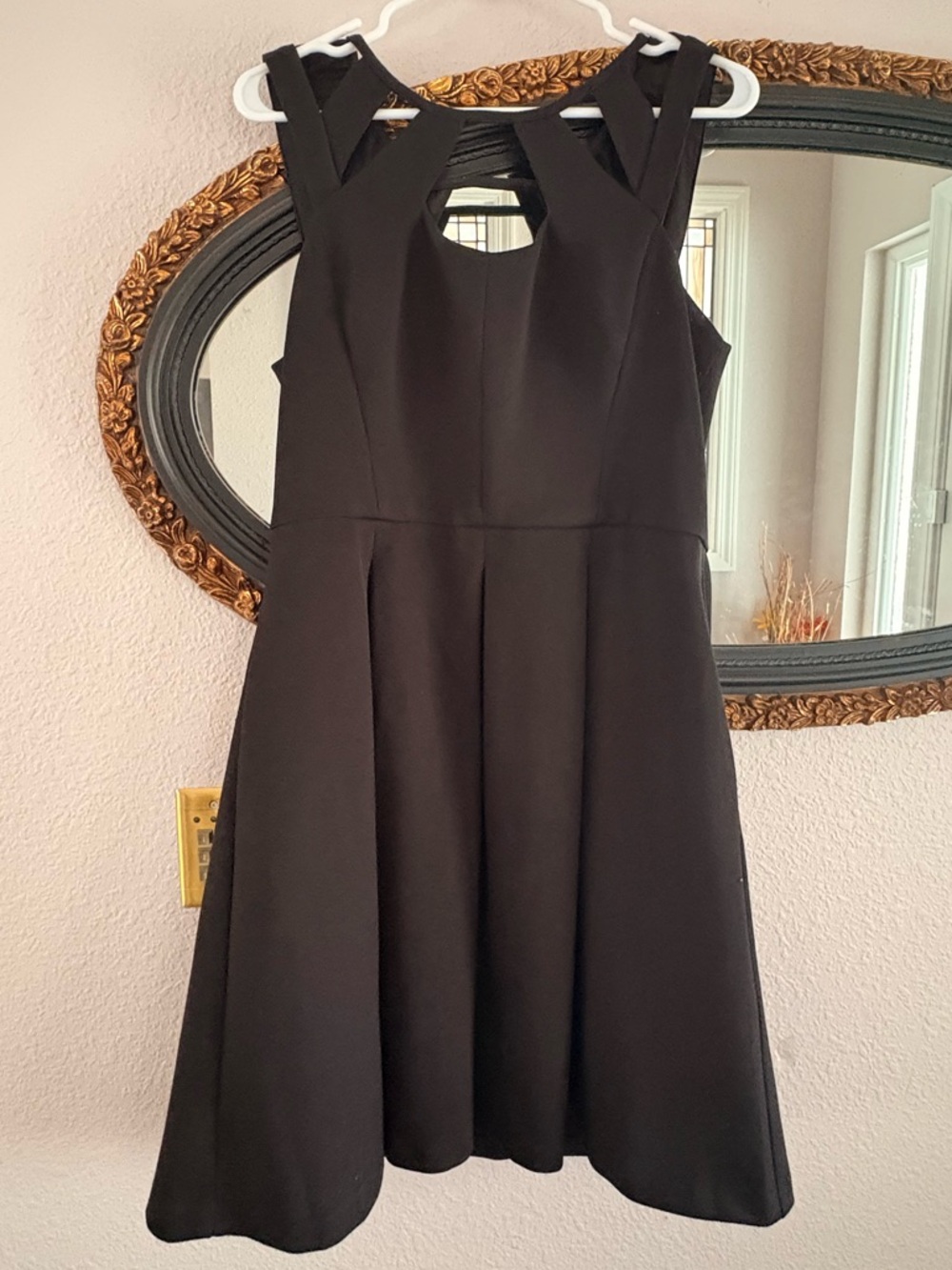 Betsey Johnson Black Sleeveless Fit-and-Flare Dress with Strappy Cutout